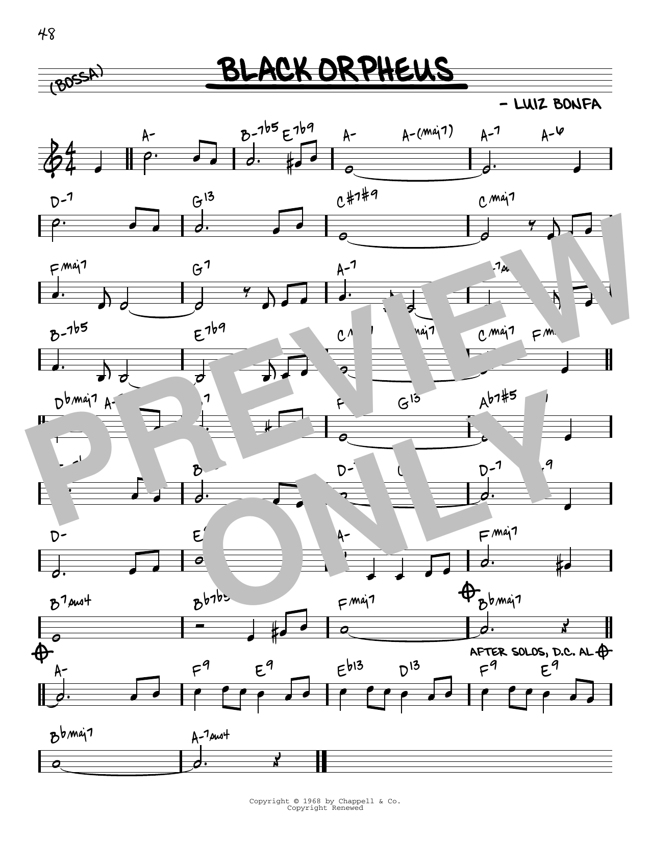 Download Luiz Bonfa Black Orpheus [Reharmonized version] (arr. Jack Grassel) Sheet Music and learn how to play Real Book – Melody & Chords PDF digital score in minutes