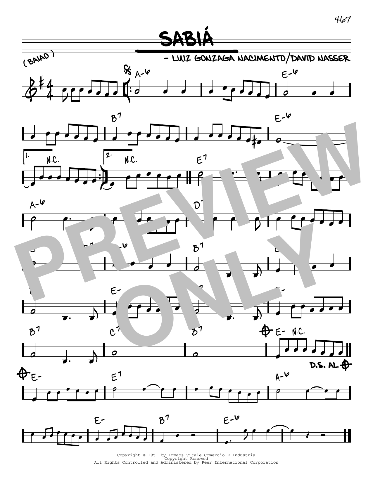 Download Luiz Gonzaga Sabia Sheet Music and learn how to play Real Book – Melody & Chords PDF digital score in minutes