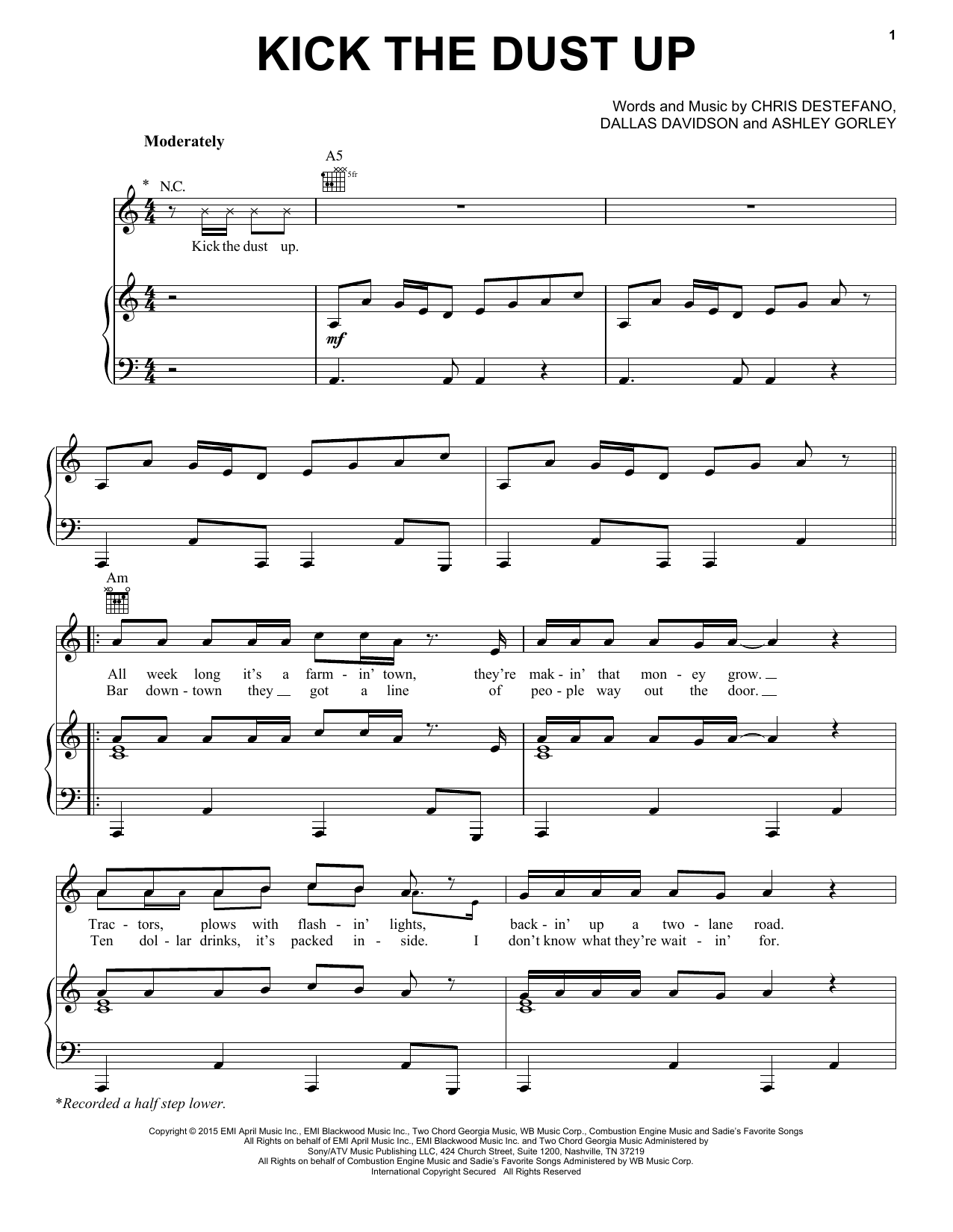 Download Luke Bryan Kick The Dust Up Sheet Music and learn how to play Piano, Vocal & Guitar (Right-Hand Melody) PDF digital score in minutes