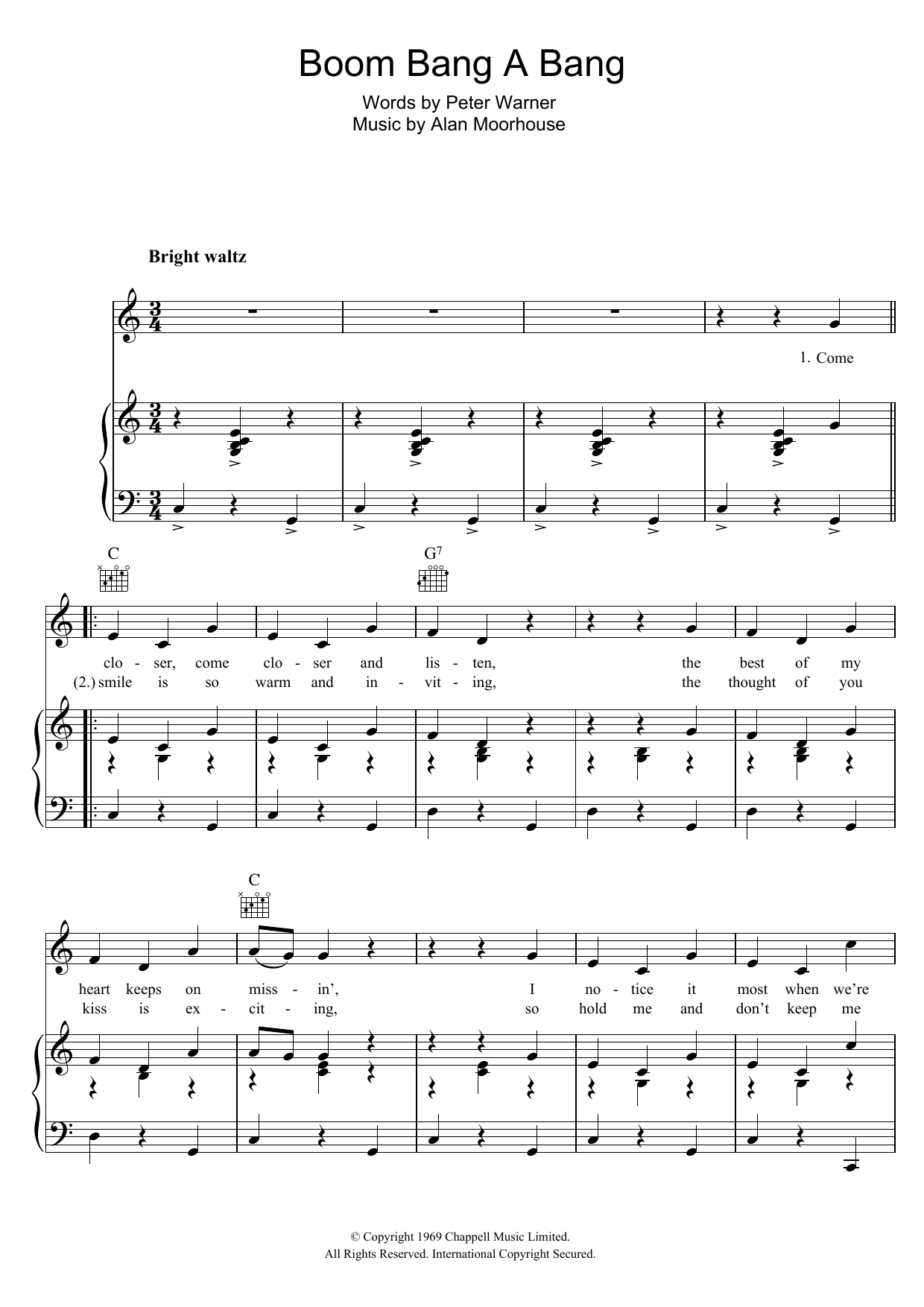 Download Lulu Boom Bang A Bang Sheet Music and learn how to play Piano, Vocal & Guitar (Right-Hand Melody) PDF digital score in minutes