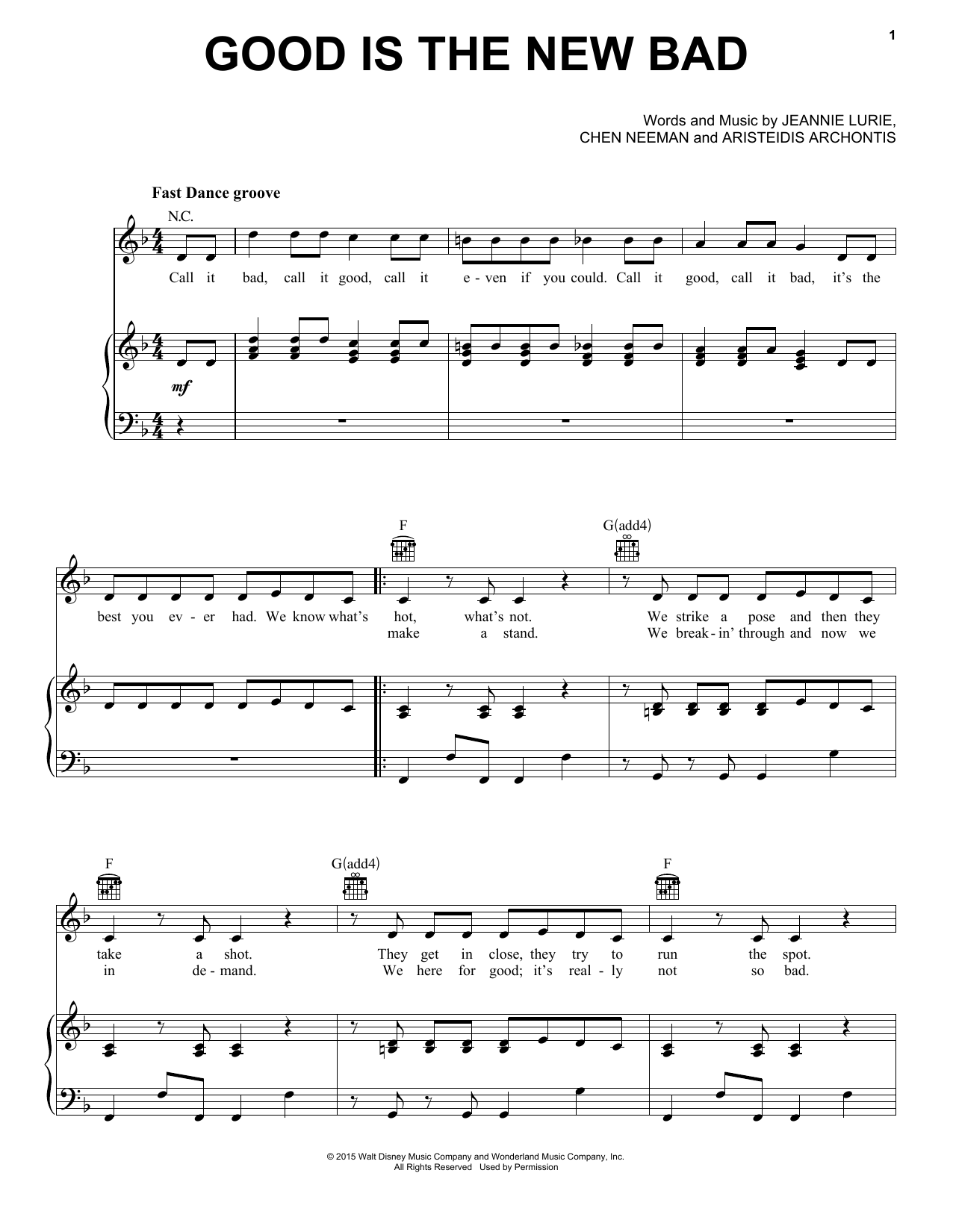 Download Lurie, Neeman, & Archontis Good Is The New Bad Sheet Music and learn how to play Piano, Vocal & Guitar (Right-Hand Melody) PDF digital score in minutes