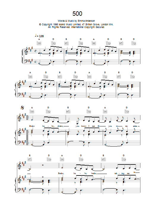 Download Lush 500 Sheet Music and learn how to play Piano, Vocal & Guitar (Right-Hand Melody) PDF digital score in minutes
