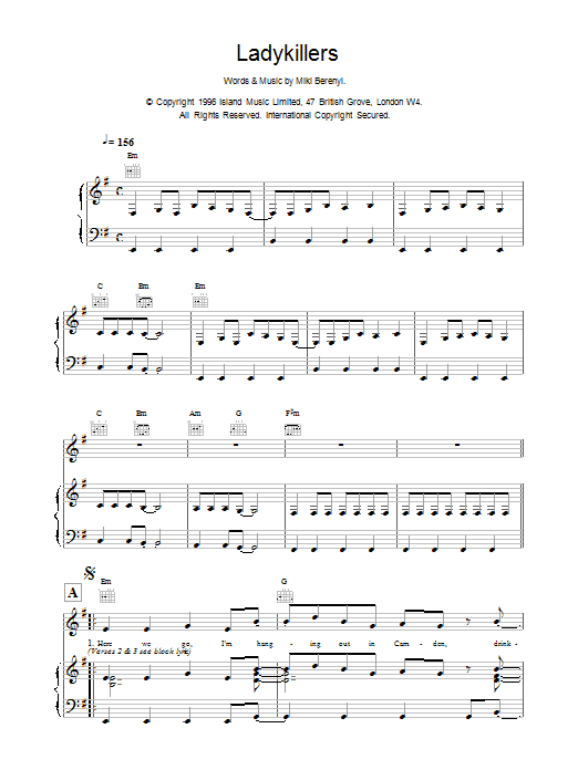 Download Lush Ladykillers Sheet Music and learn how to play Piano, Vocal & Guitar (Right-Hand Melody) PDF digital score in minutes