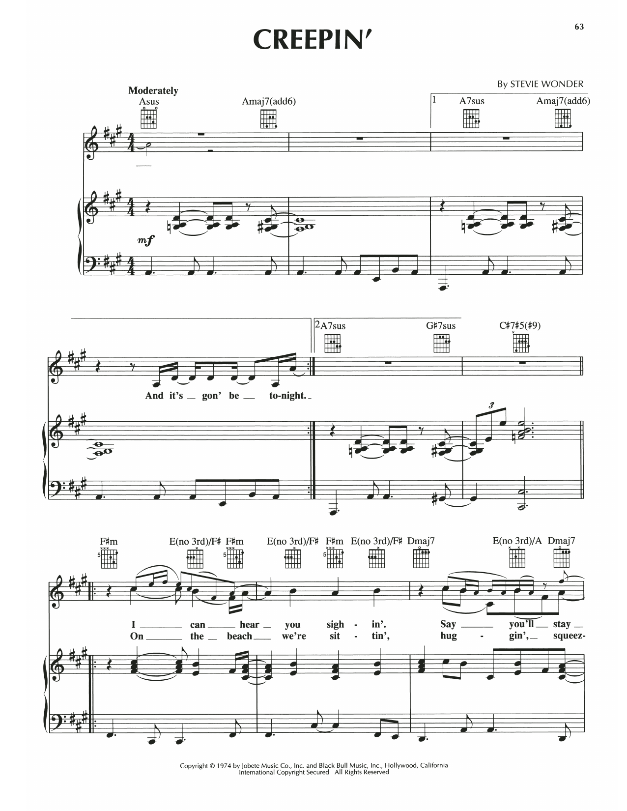 Download Luther Vandross Creepin' Sheet Music and learn how to play Piano, Vocal & Guitar Chords (Right-Hand Melody) PDF digital score in minutes