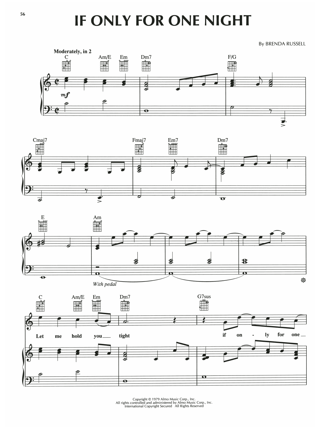 Download Luther Vandross If Only For One Night Sheet Music and learn how to play Piano, Vocal & Guitar Chords (Right-Hand Melody) PDF digital score in minutes