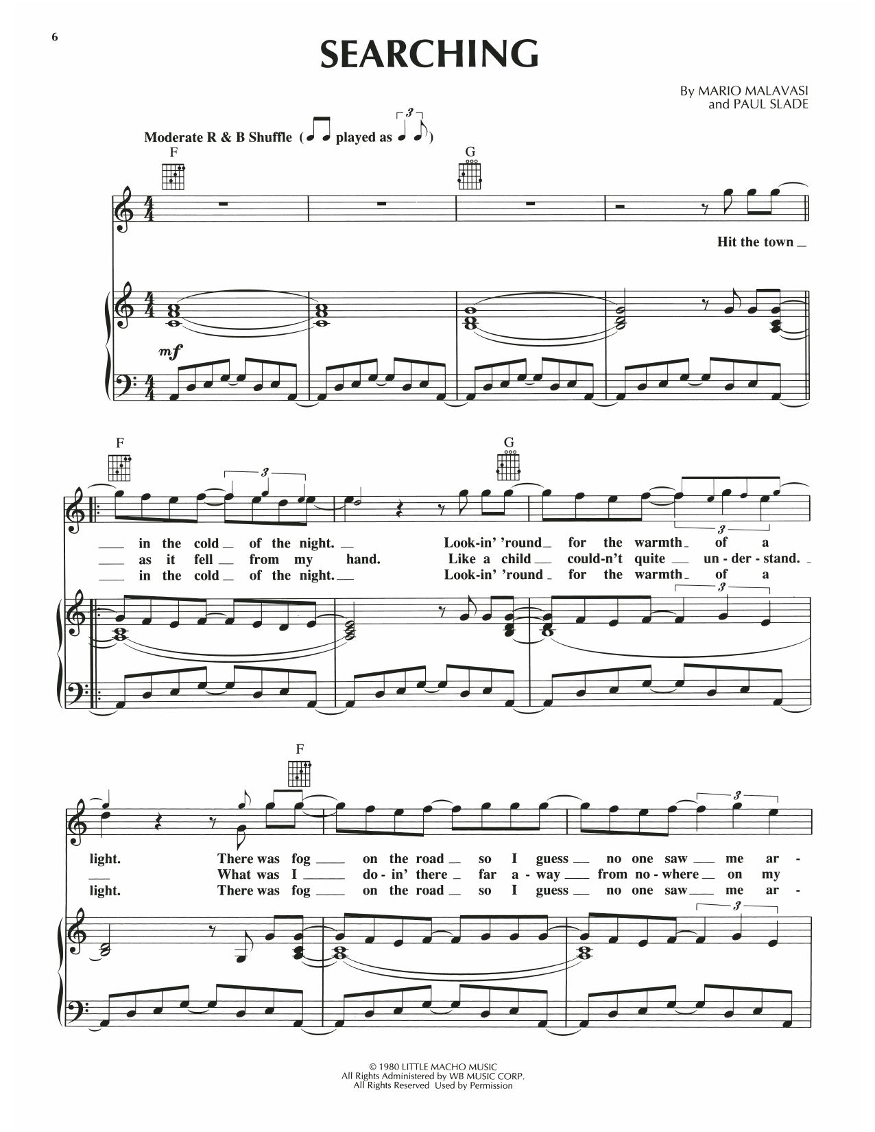 Download Luther Vandross Searching Sheet Music and learn how to play Piano, Vocal & Guitar Chords (Right-Hand Melody) PDF digital score in minutes