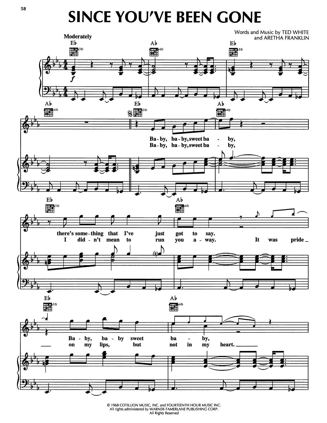 Download Luther Vandross Since You've Been Gone (Sweet, Sweet Baby) Sheet Music and learn how to play Piano, Vocal & Guitar Chords (Right-Hand Melody) PDF digital score in minutes