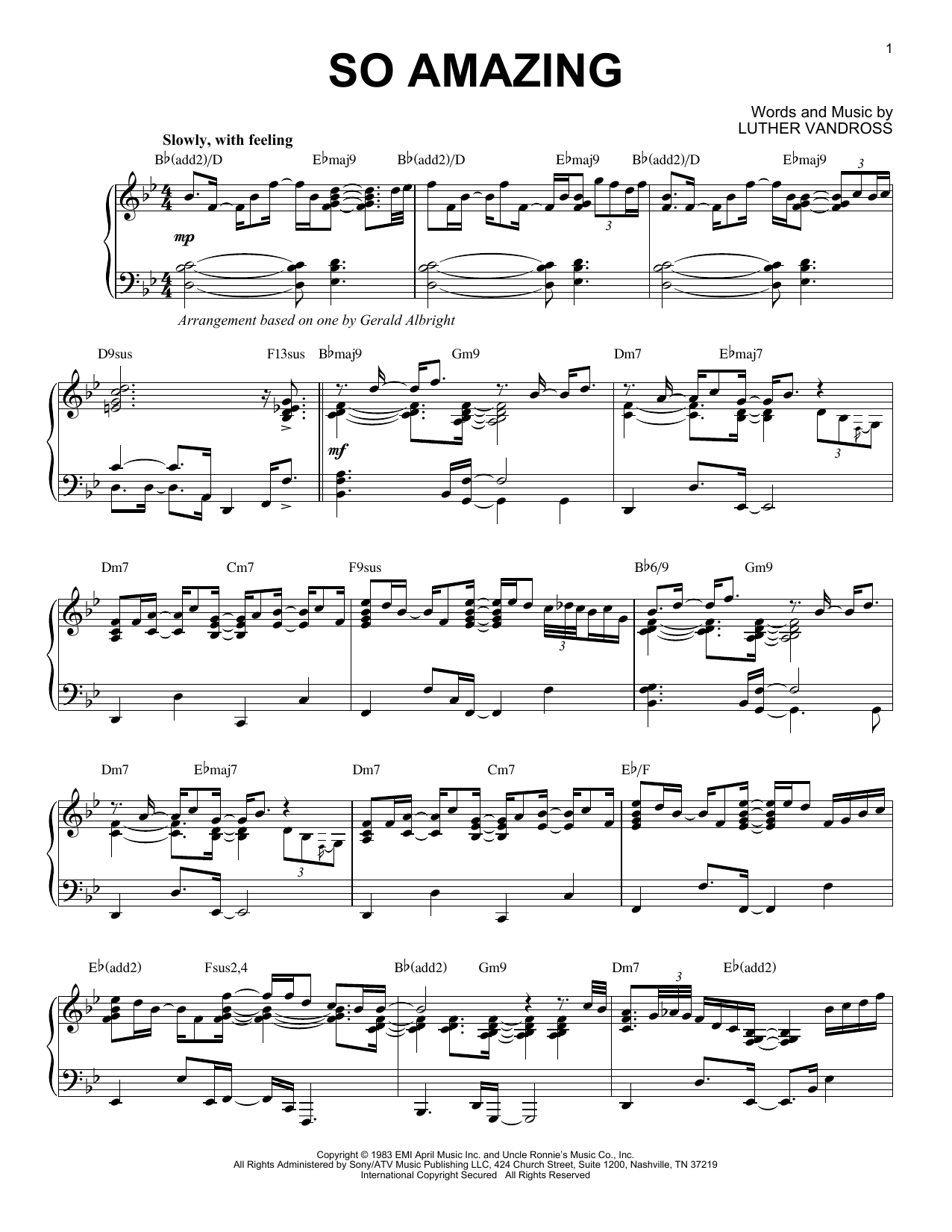 Download Luther Vandross So Amazing Sheet Music and learn how to play Piano PDF digital score in minutes