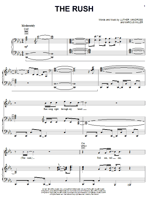 Download Luther Vandross The Rush Sheet Music and learn how to play Piano, Vocal & Guitar (Right-Hand Melody) PDF digital score in minutes