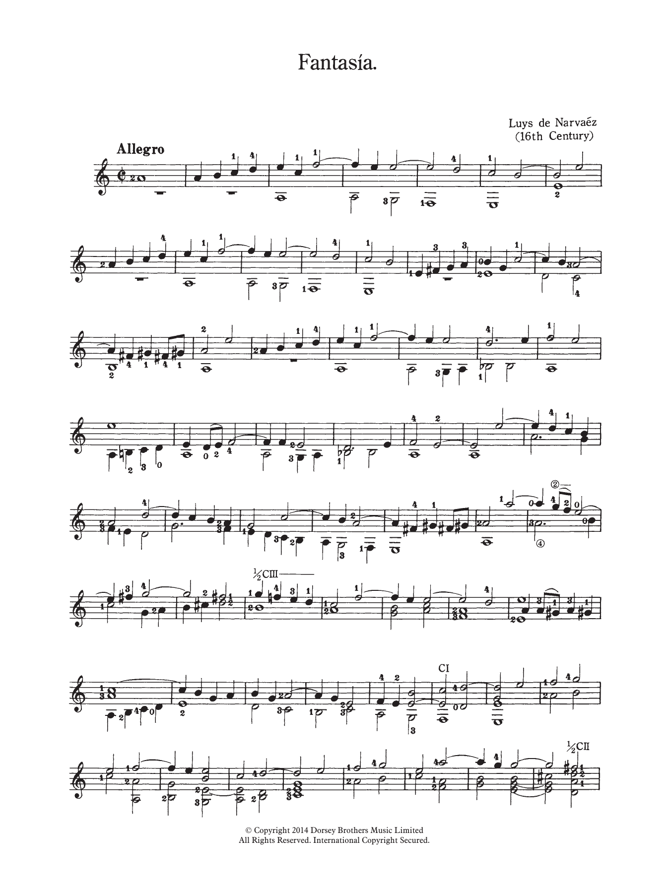Download Luys de Narvaez Fantasia Sheet Music and learn how to play Guitar PDF digital score in minutes