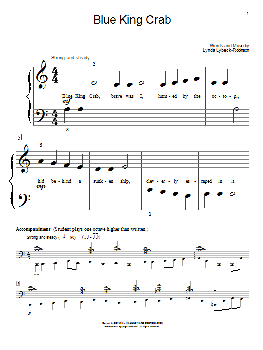 Download Lynda Lybeck-Robinson Blue King Crab Sheet Music and learn how to play Piano Solo PDF digital score in minutes