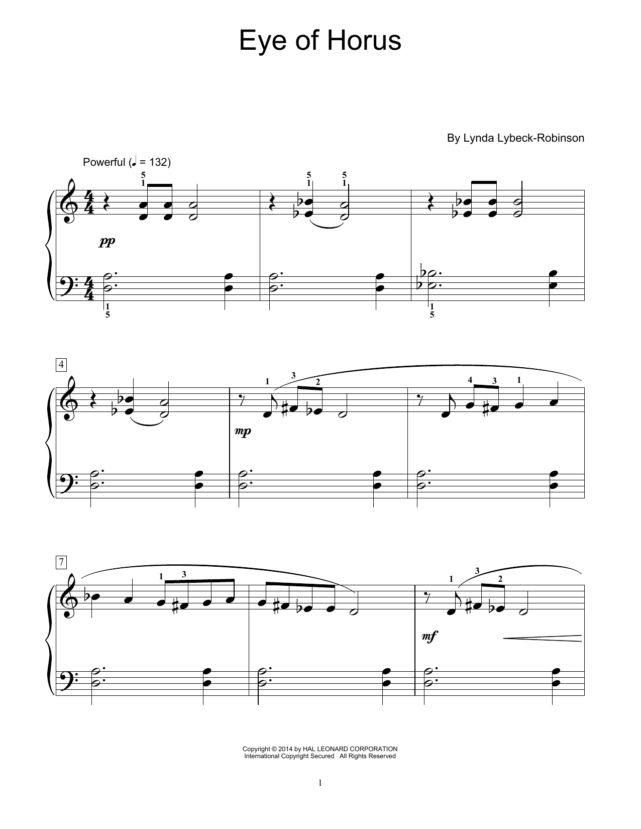 Download Lynda Lybeck-Robinson Eye Of Horus Sheet Music and learn how to play Easy Piano PDF digital score in minutes