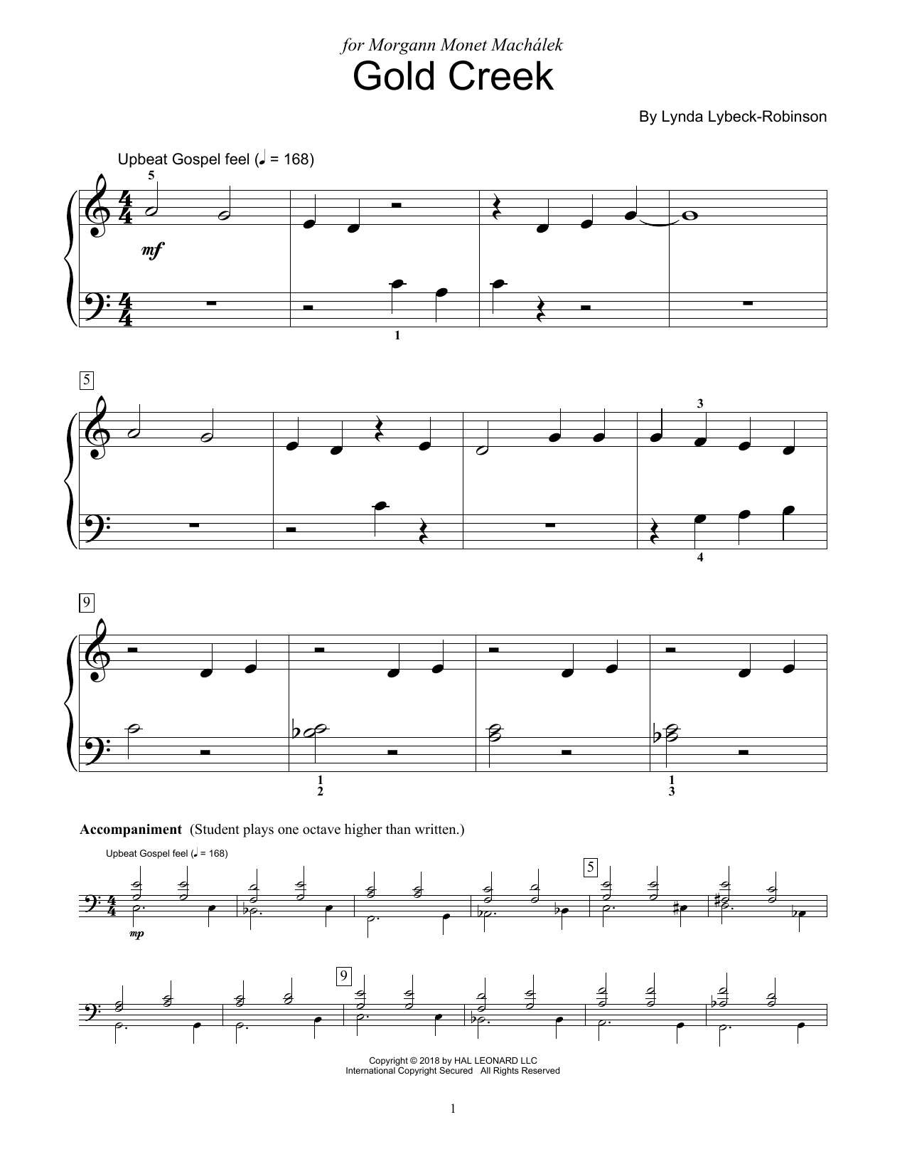 Download Lynda Lybeck-Robinson Gold Creek Sheet Music and learn how to play Educational Piano PDF digital score in minutes