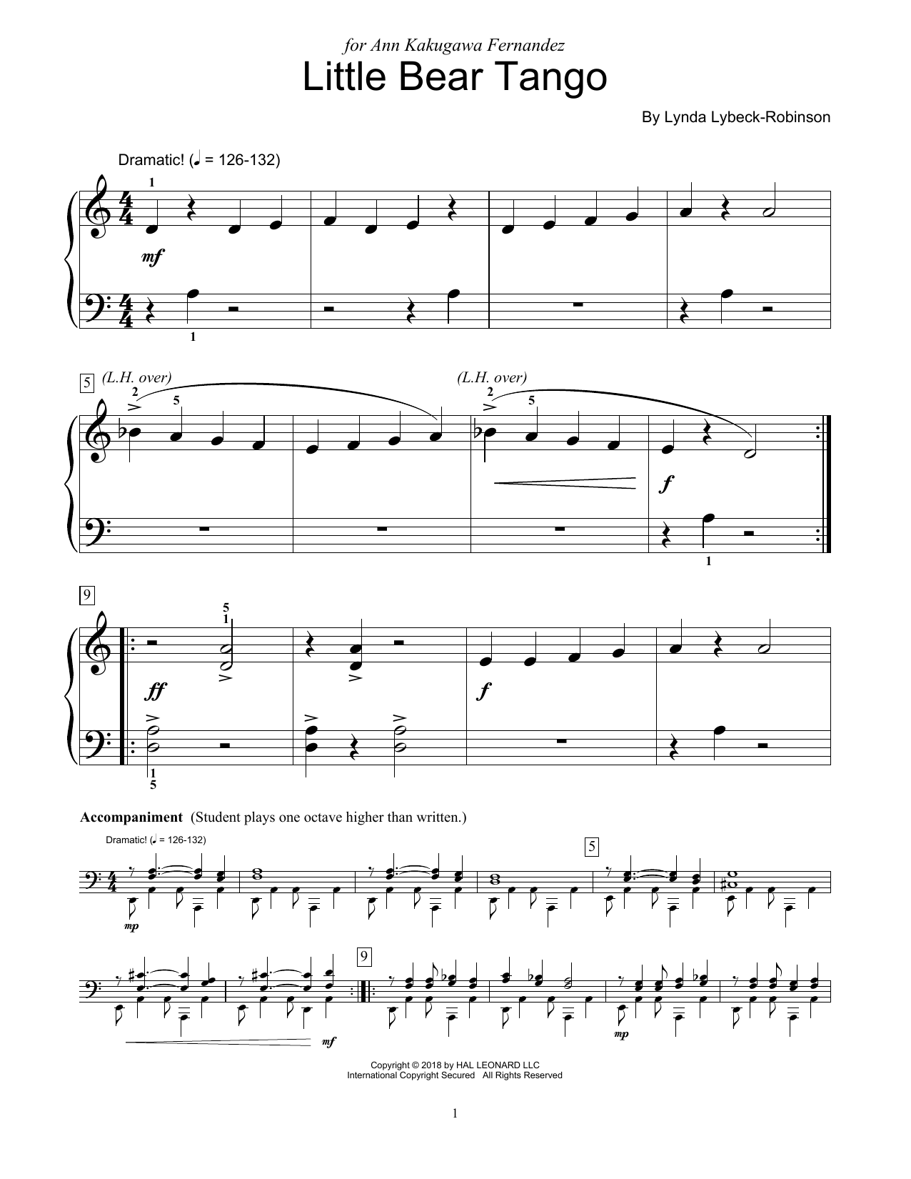 Download Lynda Lybeck-Robinson Little Bear Tango Sheet Music and learn how to play Educational Piano PDF digital score in minutes