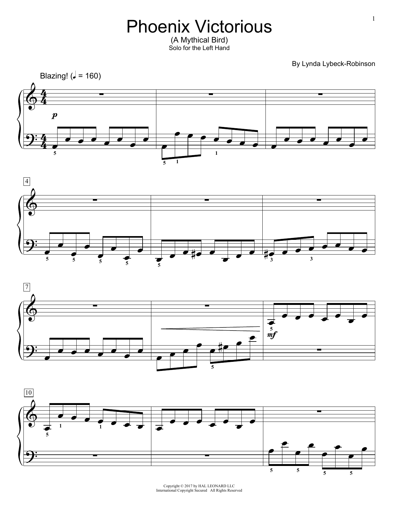 Download Lynda Lybeck-Robinson Phoenix Victorious Sheet Music and learn how to play Educational Piano PDF digital score in minutes