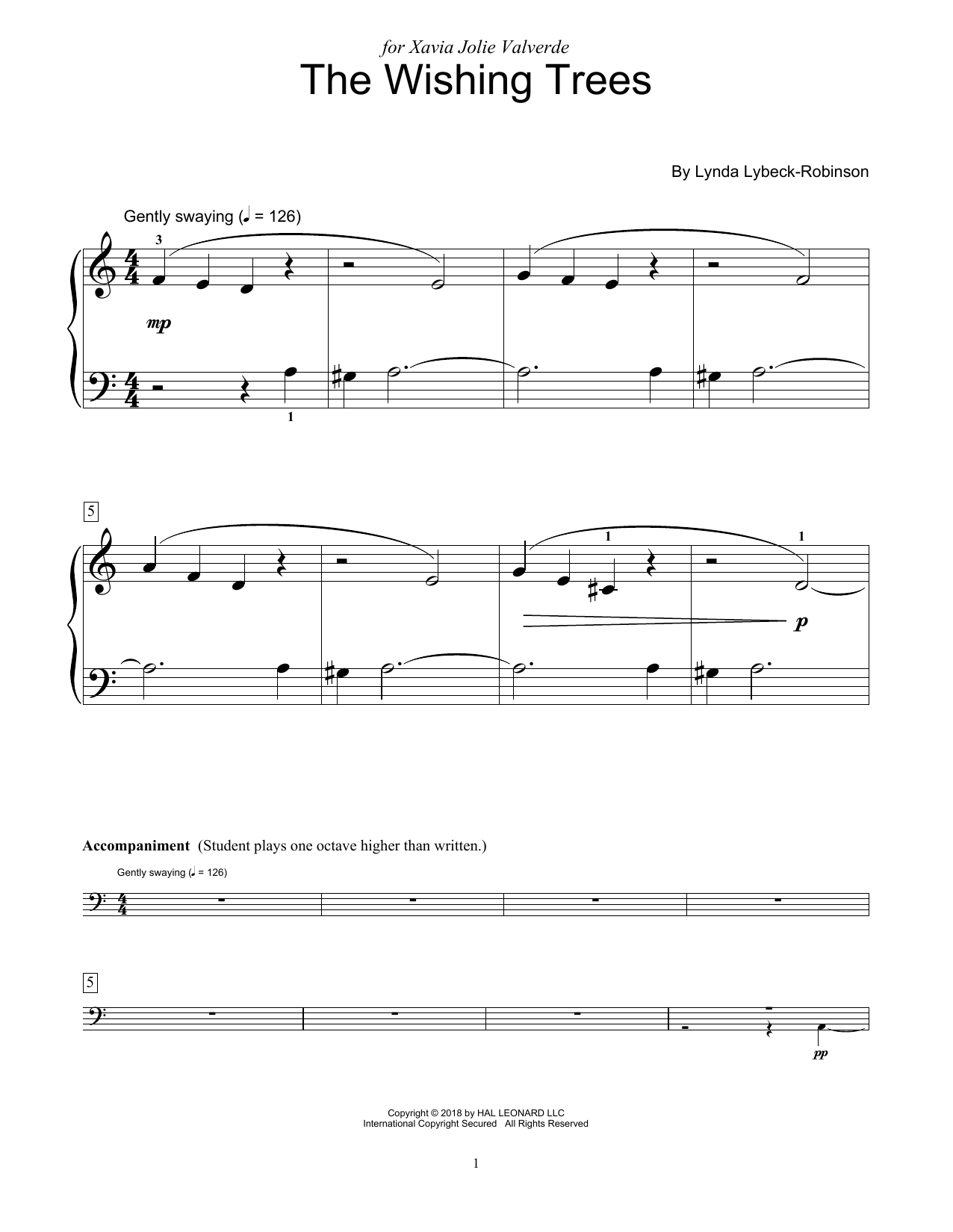 Download Lynda Lybeck-Robinson The Wishing Trees Sheet Music and learn how to play Educational Piano PDF digital score in minutes