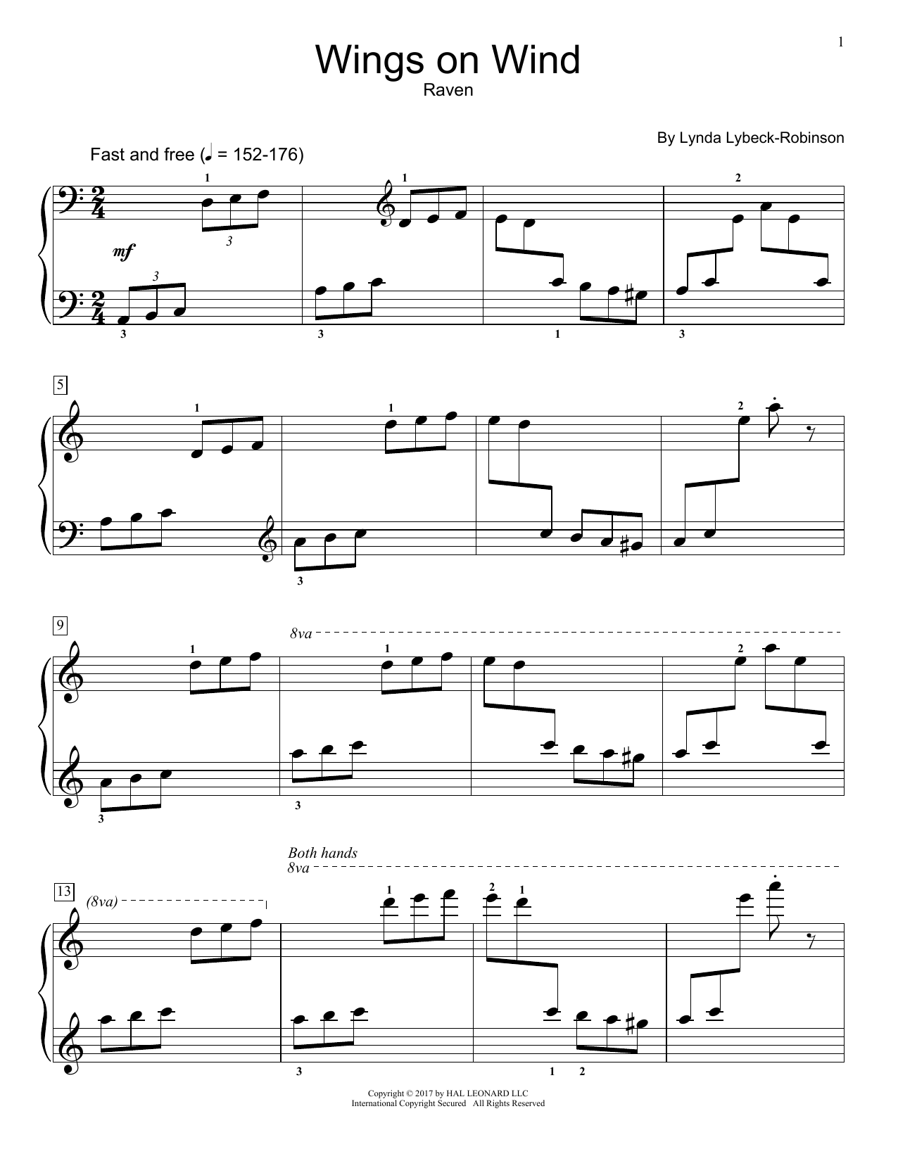Download Lynda Lybeck-Robinson Wings On Wind Sheet Music and learn how to play Educational Piano PDF digital score in minutes