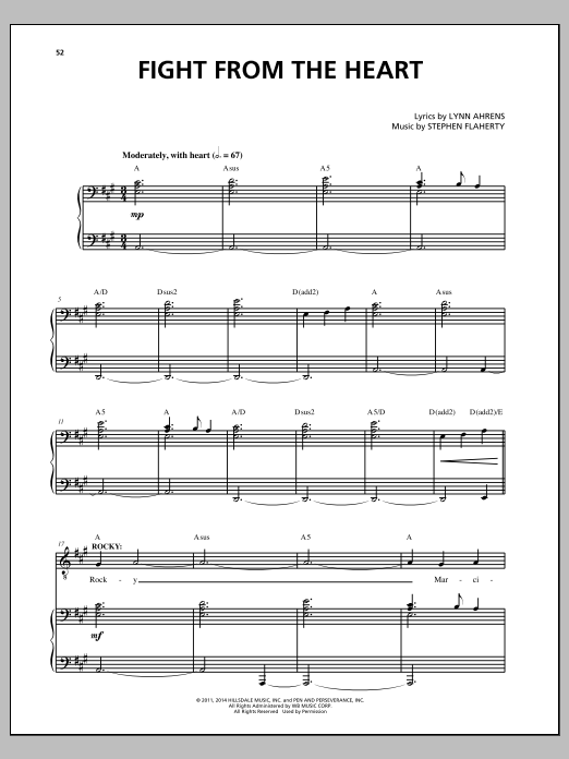 Download Stephen Flaherty Fight From The Heart Sheet Music and learn how to play Piano & Vocal PDF digital score in minutes