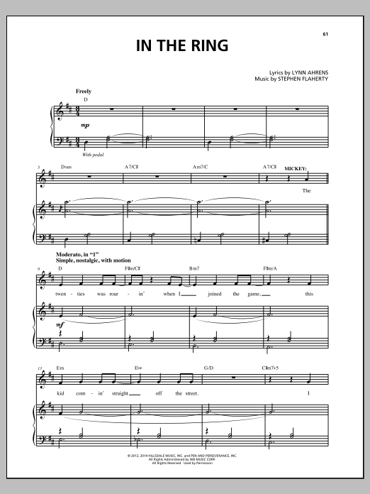 Download Stephen Flaherty In The Ring Sheet Music and learn how to play Piano & Vocal PDF digital score in minutes