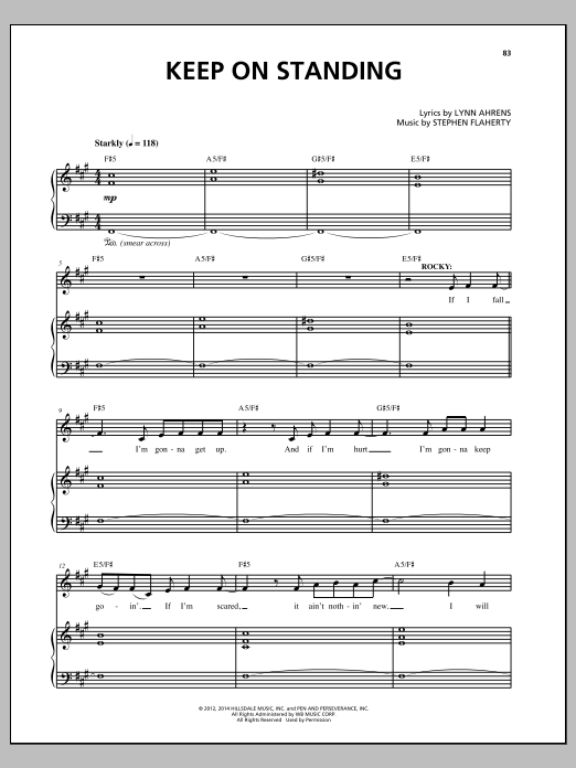 Download Stephen Flaherty Keep On Standing Sheet Music and learn how to play Piano & Vocal PDF digital score in minutes