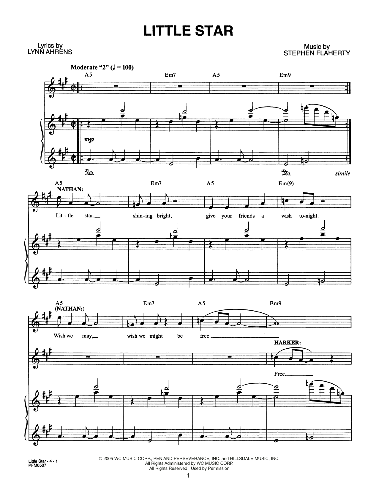 Download Lynn Ahrens and Stephen Flaherty Little Star (from Dessa Rose: A New Musical) Sheet Music and learn how to play Piano & Vocal PDF digital score in minutes