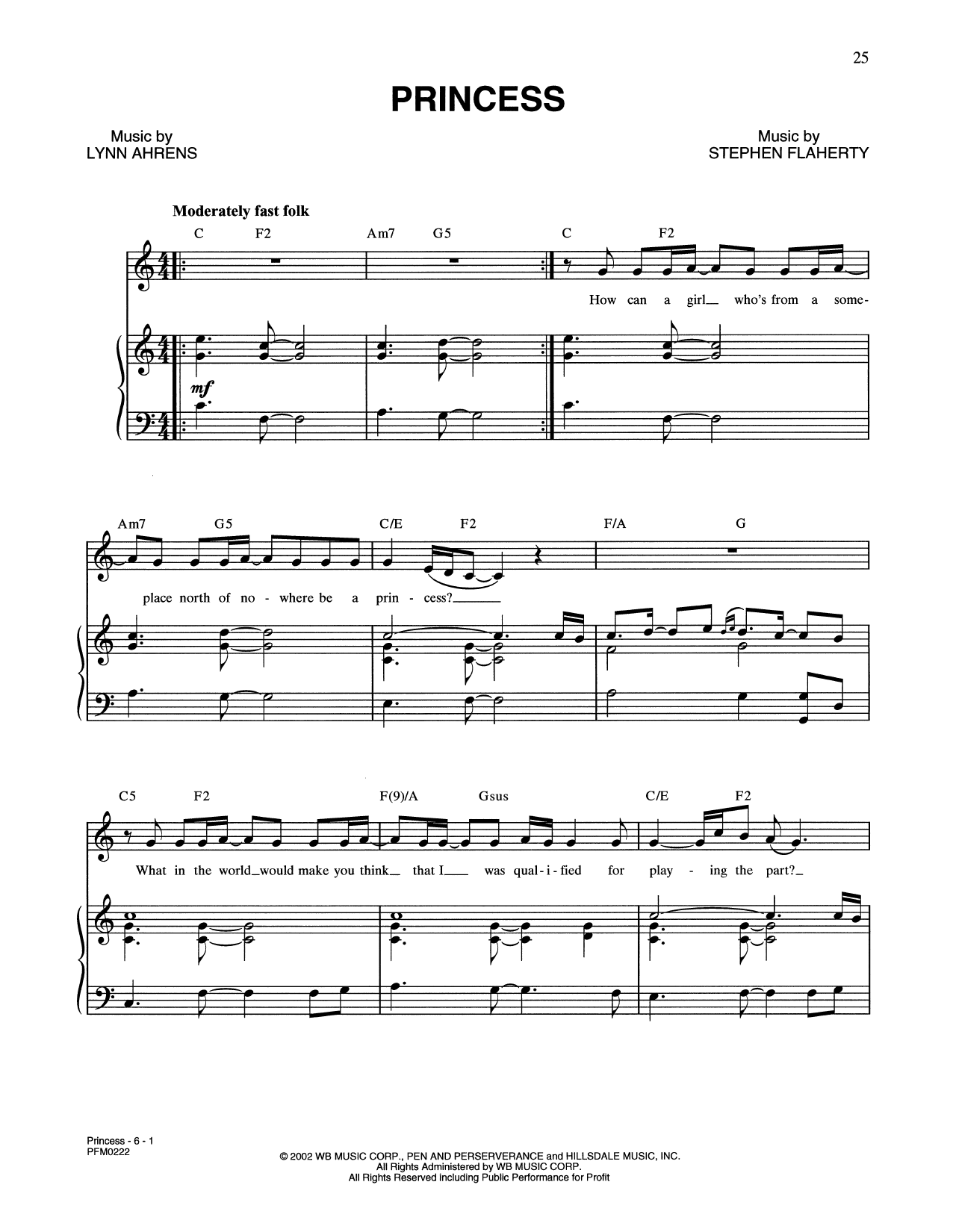 Download Lynn Ahrens and Stephen Flaherty Princess (from A Man Of No Importance: A New Musical) Sheet Music and learn how to play Piano & Vocal PDF digital score in minutes