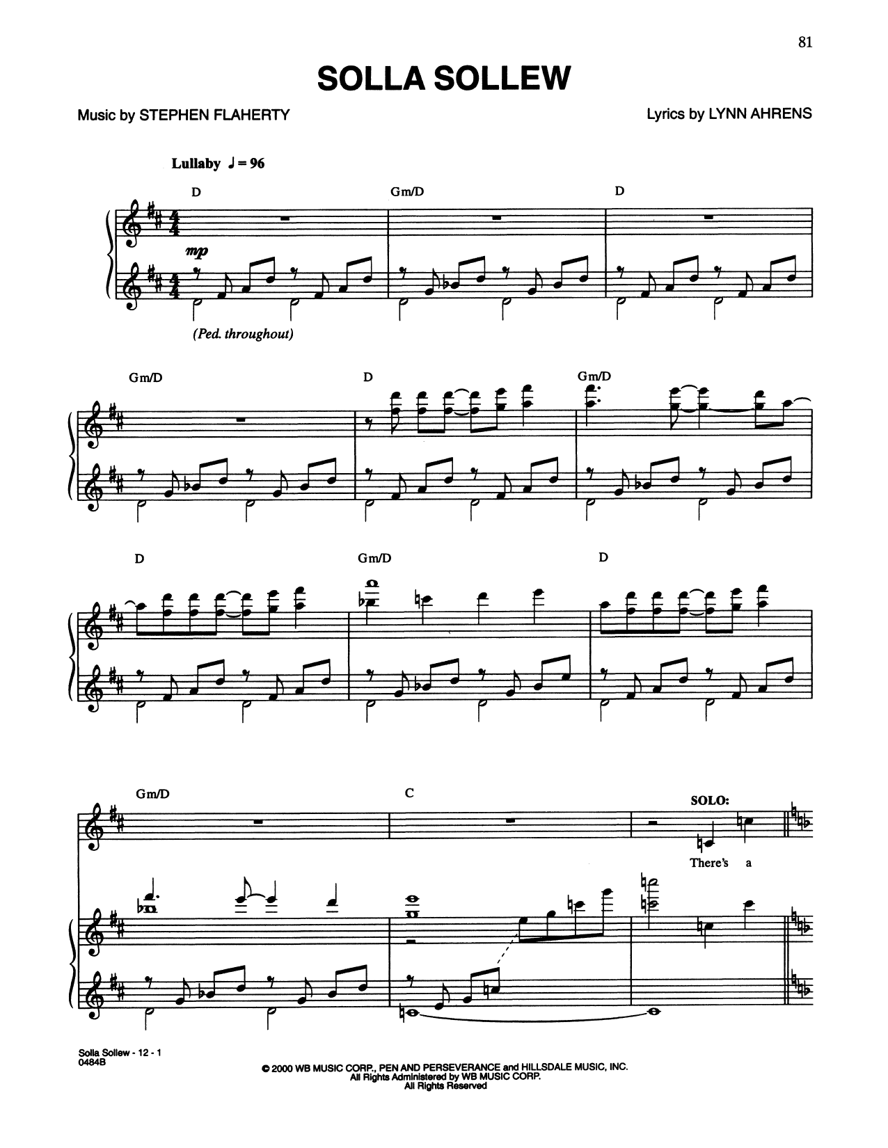 Download Lynn Ahrens and Stephen Flaherty Solla Sollew (from Seussical The Musical) Sheet Music and learn how to play Piano & Vocal PDF digital score in minutes