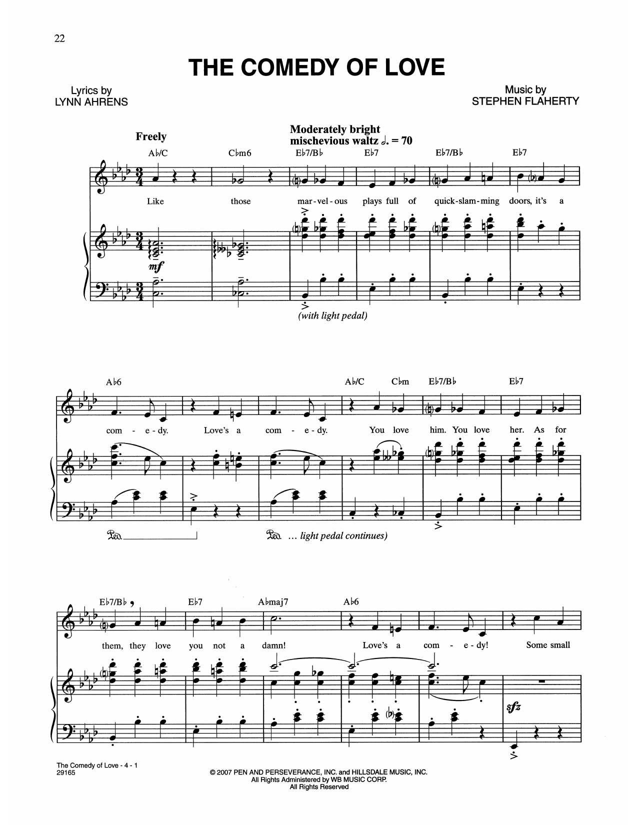 Download Lynn Ahrens and Stephen Flaherty The Comedy Of Love (from The Glorious Ones) Sheet Music and learn how to play Piano & Vocal PDF digital score in minutes