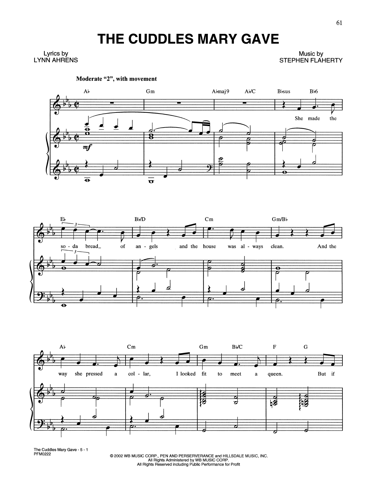 Download Lynn Ahrens and Stephen Flaherty The Cuddles Mary Gave (from A Man Of No Importance: A New Musical) Sheet Music and learn how to play Piano & Vocal PDF digital score in minutes
