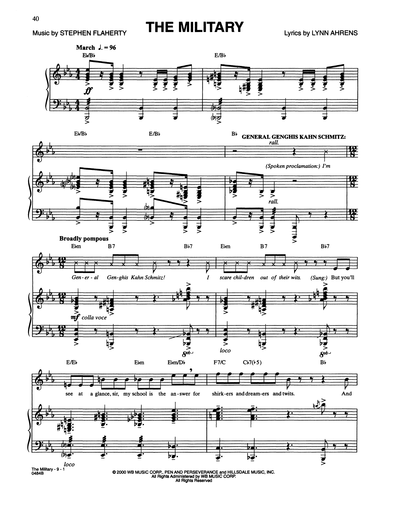 Download Lynn Ahrens and Stephen Flaherty The Military (from Seussical The Musical) Sheet Music and learn how to play Piano & Vocal PDF digital score in minutes