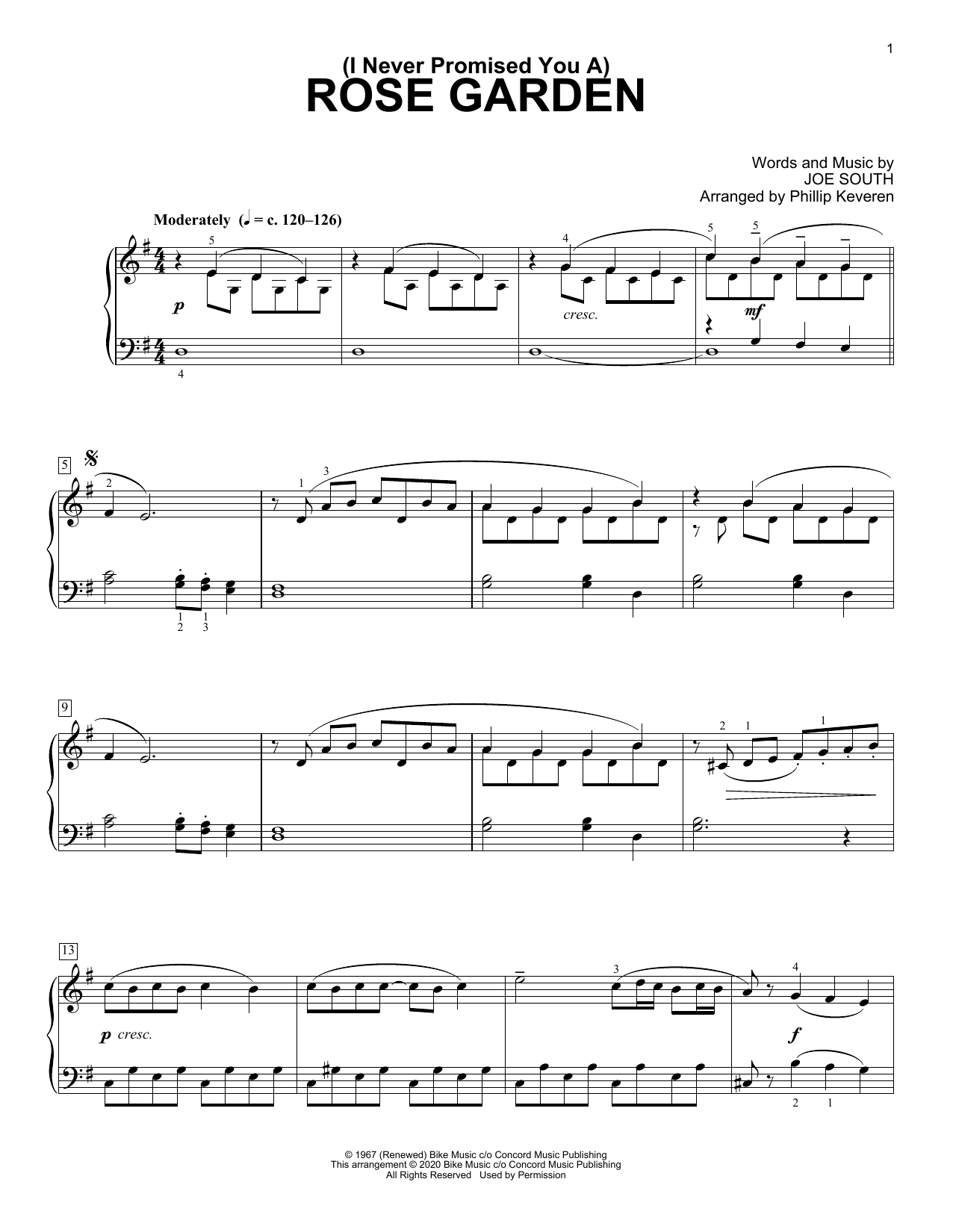 Download Lynn Anderson (I Never Promised You A) Rose Garden [Classical version] (arr. Phillip Keveren) Sheet Music and learn how to play Piano Solo PDF digital score in minutes