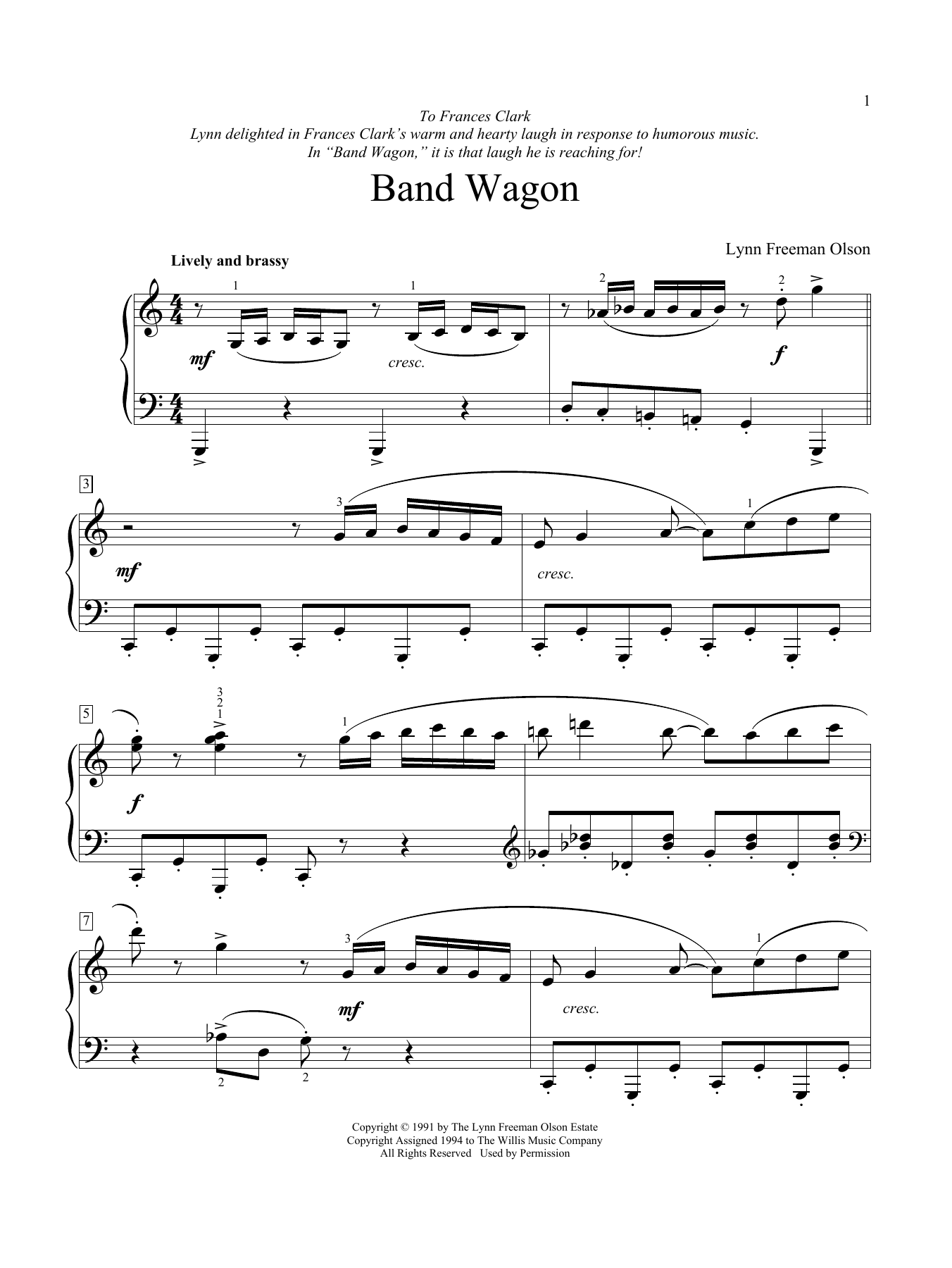 Download Lynn Freeman Olson Band Wagon Sheet Music and learn how to play Educational Piano PDF digital score in minutes