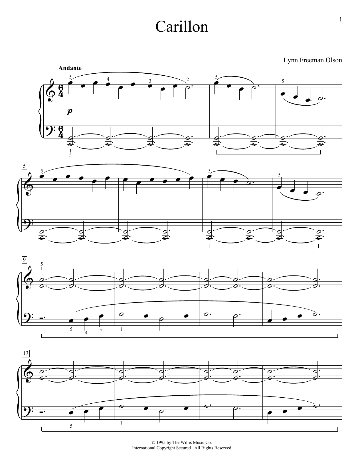 Download Lynn Freeman Olson Carillon Sheet Music and learn how to play Educational Piano PDF digital score in minutes