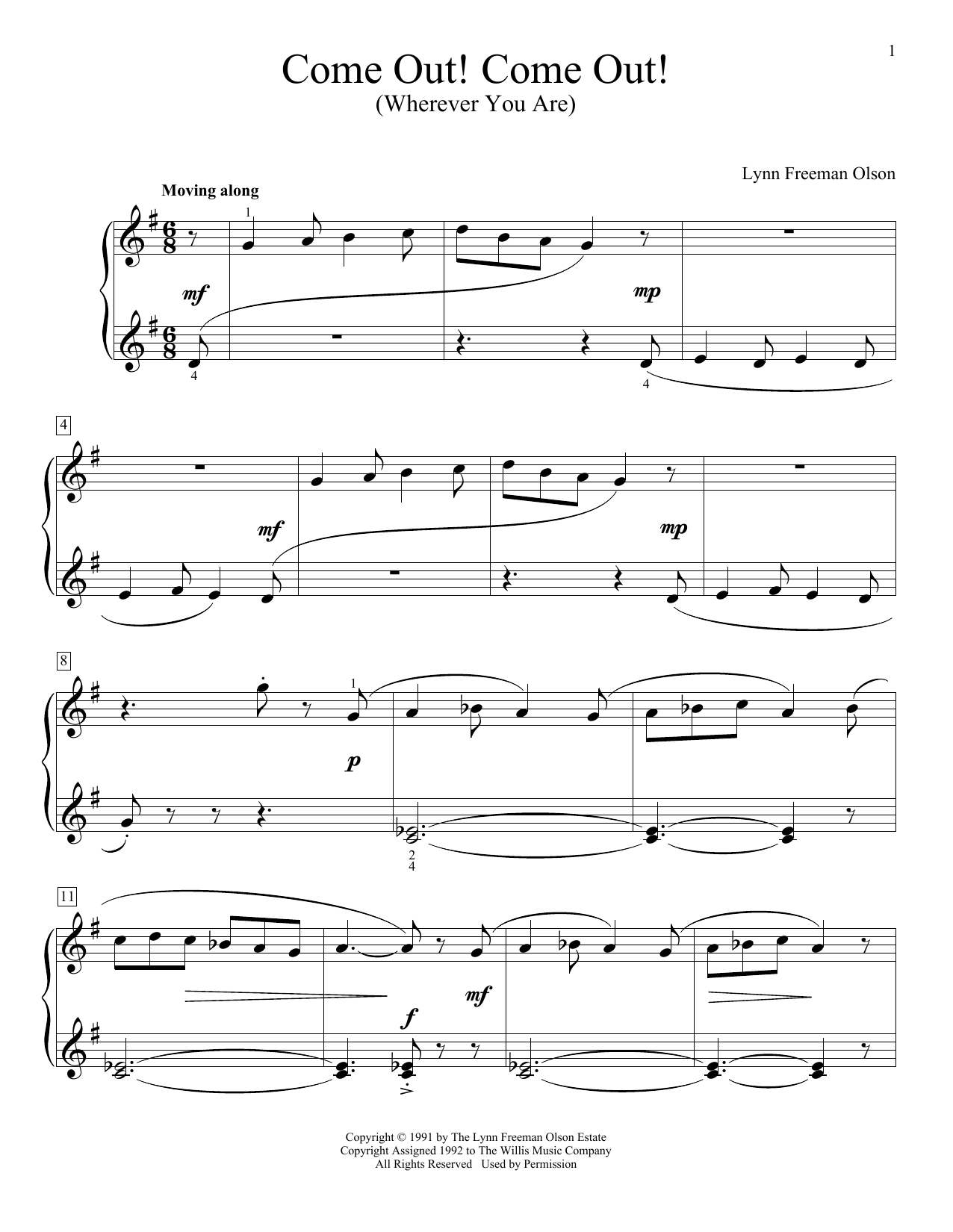 Download Lynn Freeman Olson Come Out! Come Out! (Wherever You Are) Sheet Music and learn how to play Educational Piano PDF digital score in minutes