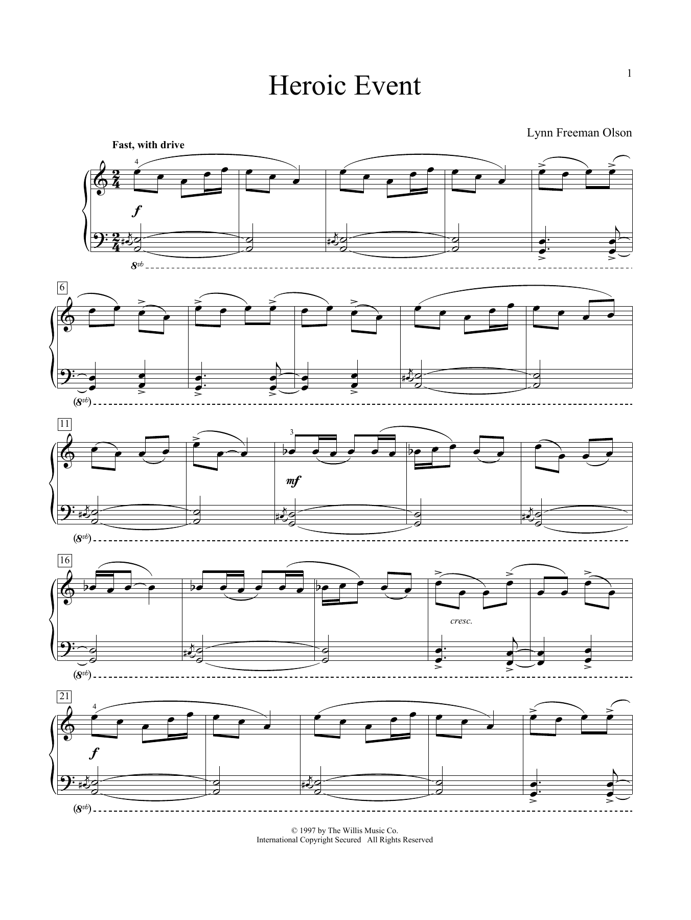 Download Lynn Freeman Olson Heroic Event Sheet Music and learn how to play Educational Piano PDF digital score in minutes