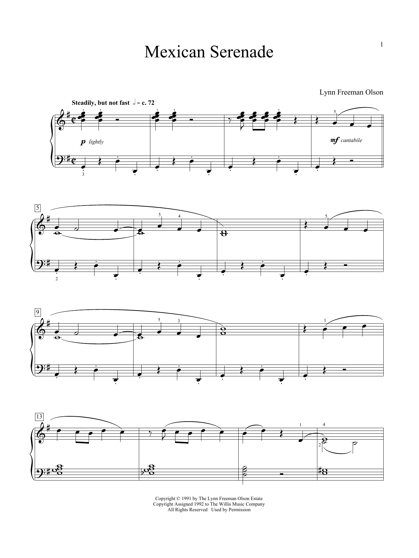 Download Lynn Freeman Olson Mexican Serenade Sheet Music and learn how to play Educational Piano PDF digital score in minutes