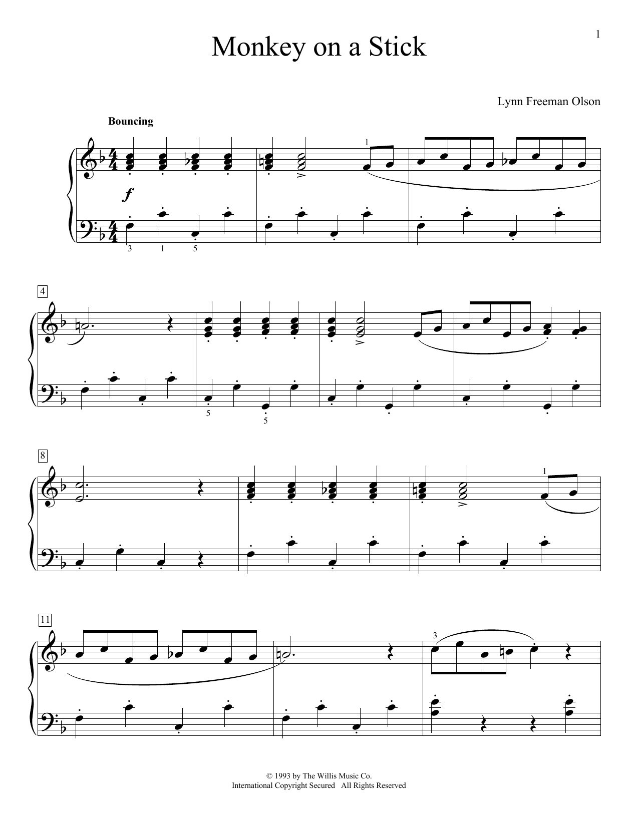 Download Lynn Freeman Olson Monkey On A Stick Sheet Music and learn how to play Educational Piano PDF digital score in minutes