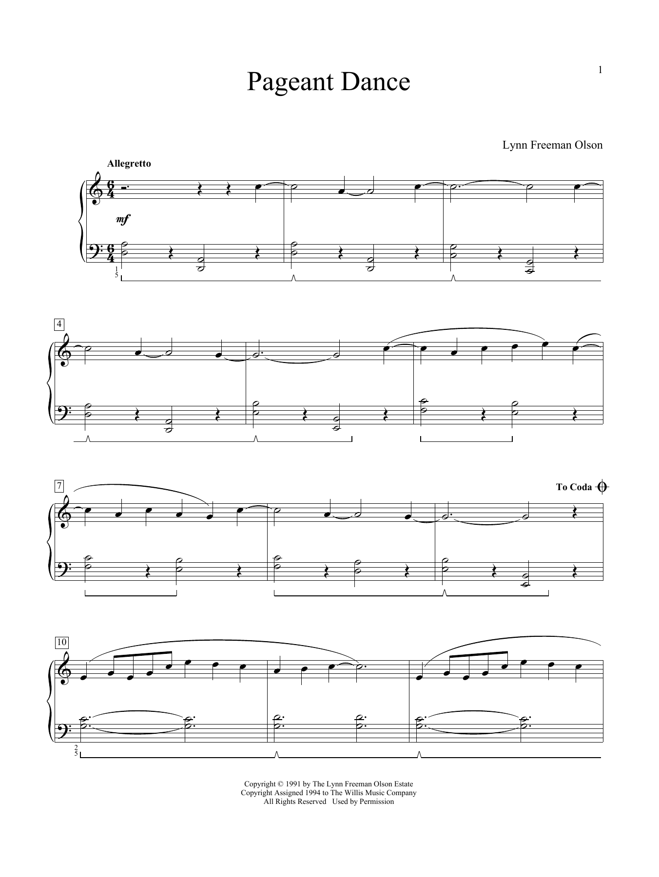 Download Lynn Freeman Olson Pageant Dance Sheet Music and learn how to play Educational Piano PDF digital score in minutes