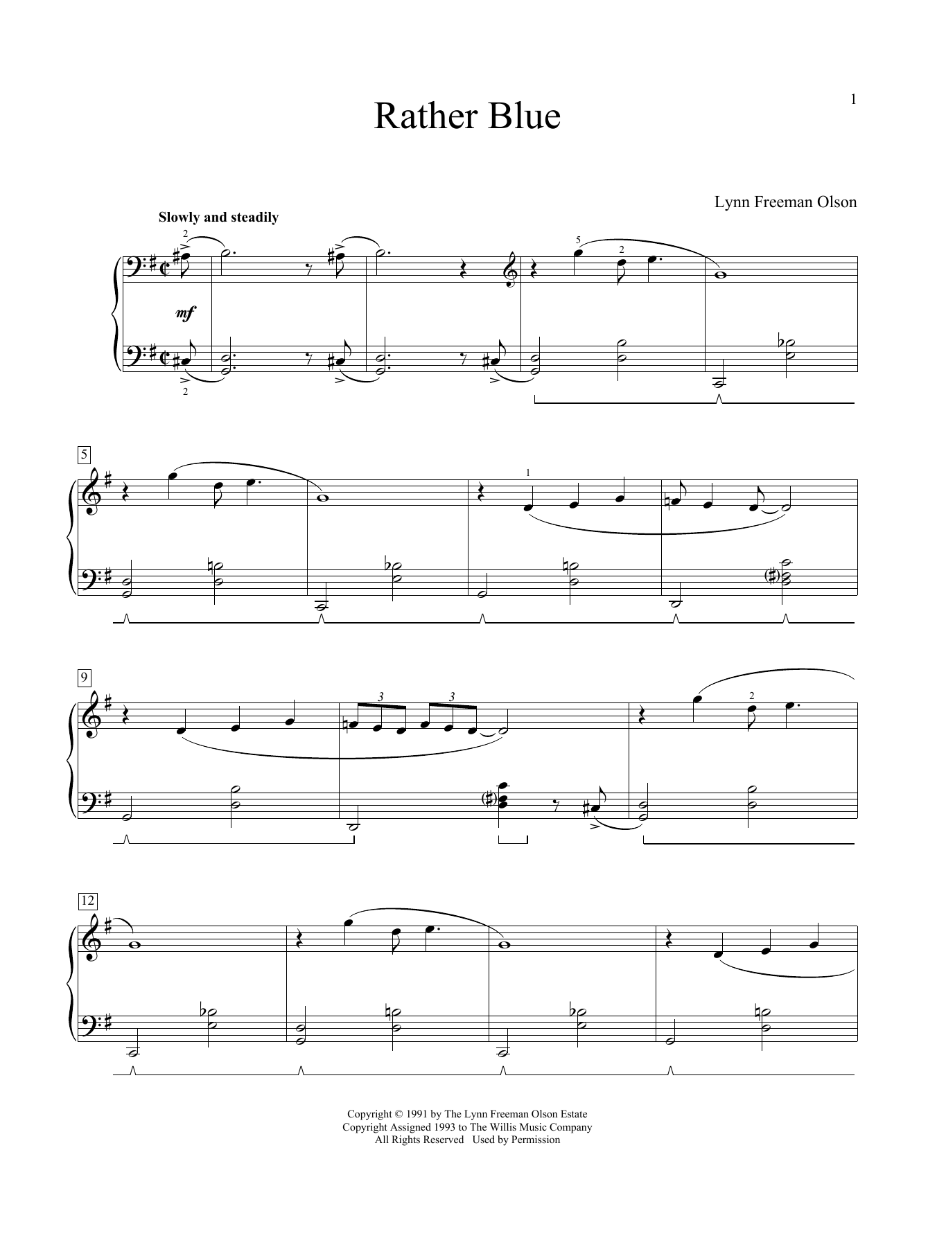 Download Lynn Freeman Olson Rather Blue Sheet Music and learn how to play Educational Piano PDF digital score in minutes