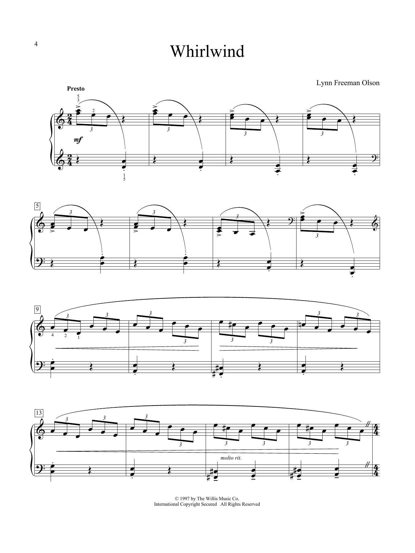 Download Lynn Freeman Olson Whirlwind Sheet Music and learn how to play Educational Piano PDF digital score in minutes