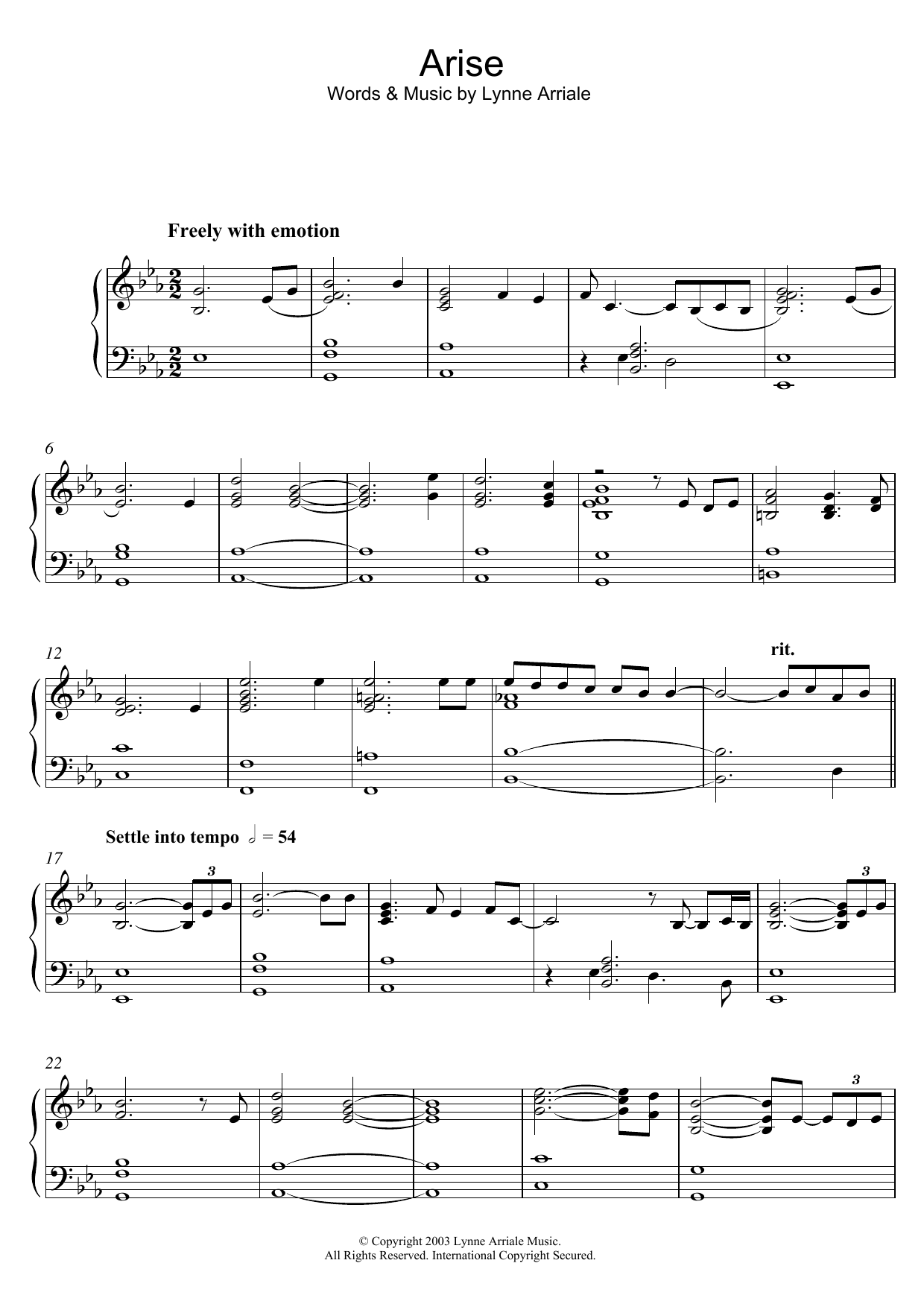 Download Lynne Arriale Arise Sheet Music and learn how to play Piano PDF digital score in minutes