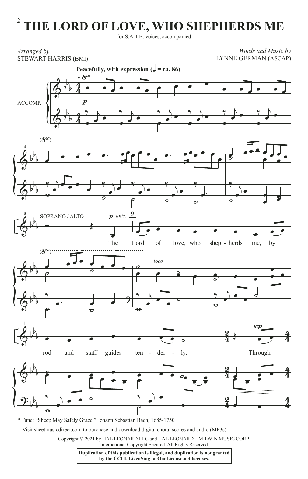 Download Lynne German The Lord Of Love, Who Shepherds Me (arr. Stewart Harris) Sheet Music and learn how to play SATB Choir PDF digital score in minutes