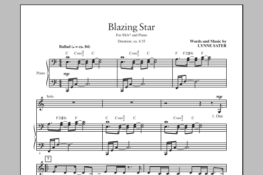 Download Lynne Sater Blazing Star Sheet Music and learn how to play SAB PDF digital score in minutes