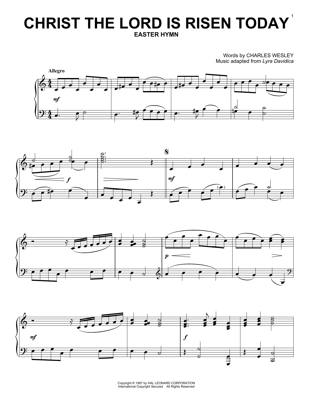 Download Lyra Davidica Christ The Lord Is Risen Today Sheet Music and learn how to play Melody Line, Lyrics & Chords PDF digital score in minutes