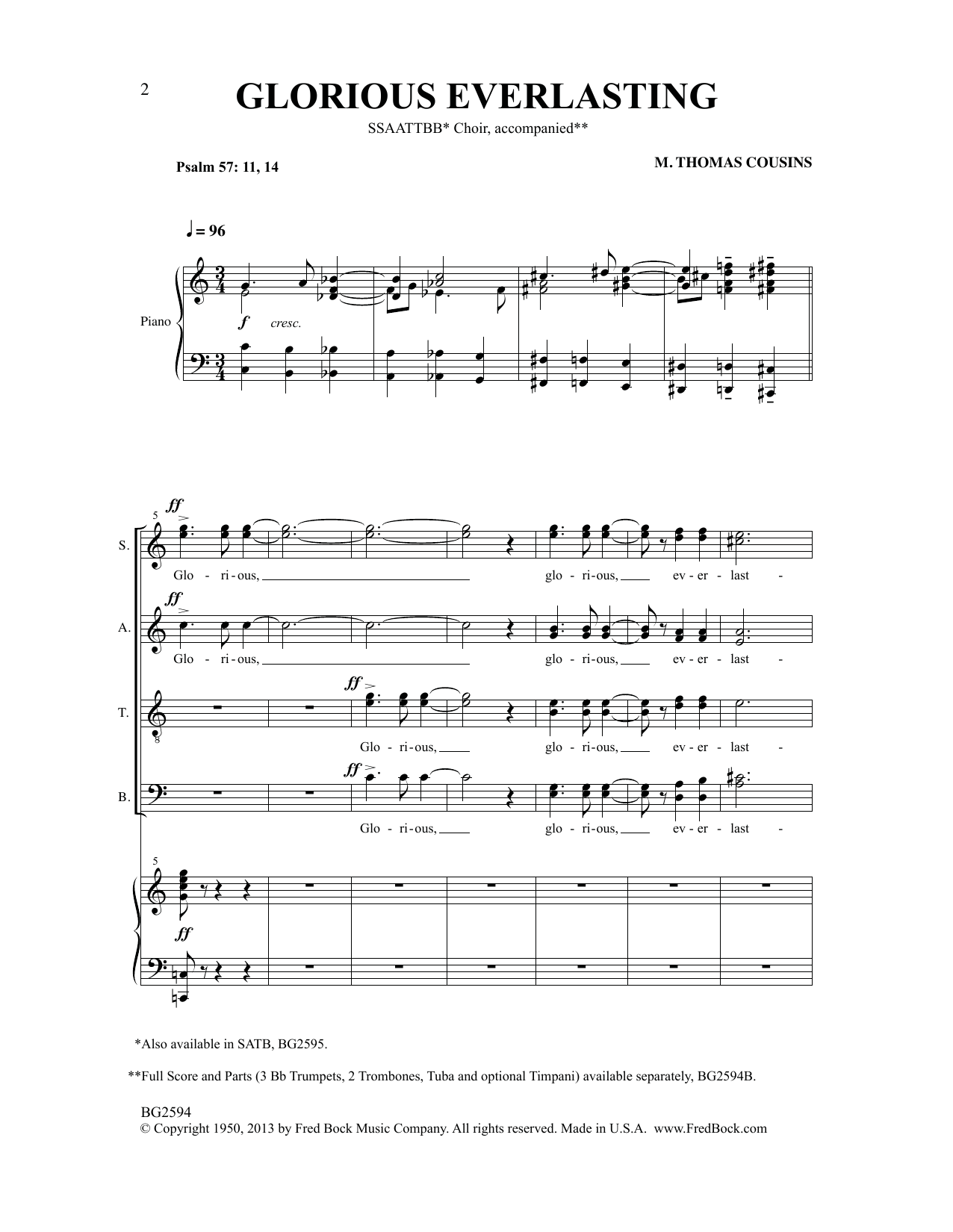 Download M. Thomas Cousins Glorious Everlasting Sheet Music and learn how to play SATB Choir PDF digital score in minutes