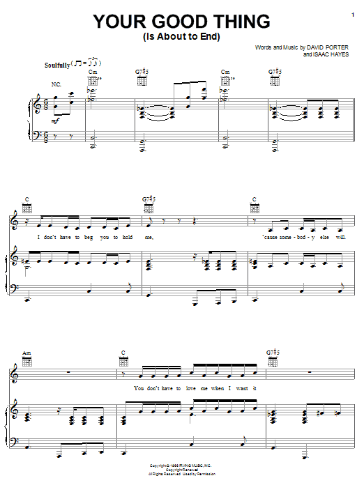 Download Mable John Your Good Thing (Is About To End) Sheet Music and learn how to play Piano, Vocal & Guitar (Right-Hand Melody) PDF digital score in minutes