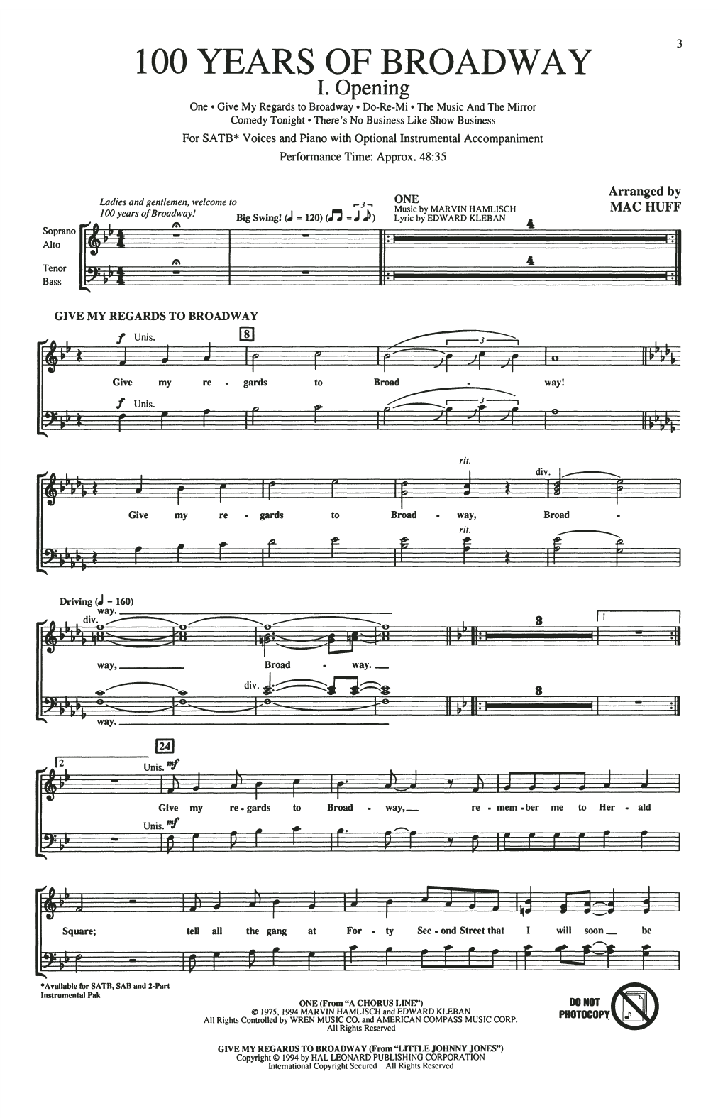 Download Mac Huff 100 Years Of Broadway (Medley) Sheet Music and learn how to play 2-Part Choir PDF digital score in minutes