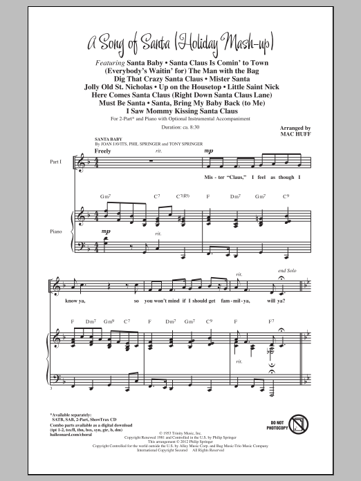 Download Mac Huff A Song Of Santa (Medley) Sheet Music and learn how to play SAB PDF digital score in minutes