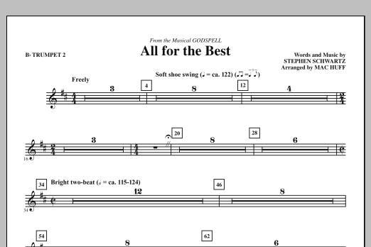 Download Mac Huff All For The Best - Bb Trumpet 2 Sheet Music and learn how to play Choir Instrumental Pak PDF digital score in minutes