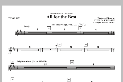 Download Mac Huff All For The Best - Tenor Sax Sheet Music and learn how to play Choir Instrumental Pak PDF digital score in minutes